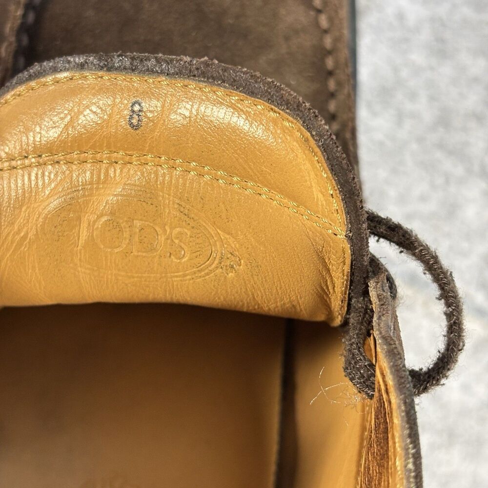 Tod’s Suede Ankle Chukka Boots Shoes Mens Size 8 Chocolate Brown EUC - LEFT ONLY - Picture 9 of 10